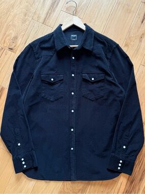 Todd Snyder Corduroy Pearl Snap Shirt Western Americana Button Down Black Size L